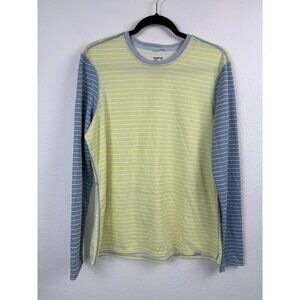 Patagonia women's XL yellow grey striped capilene 3 mid weight long sleeve top